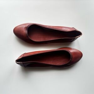 Charles David Chestnut Brown, Leather Ballet Flats - Size 39